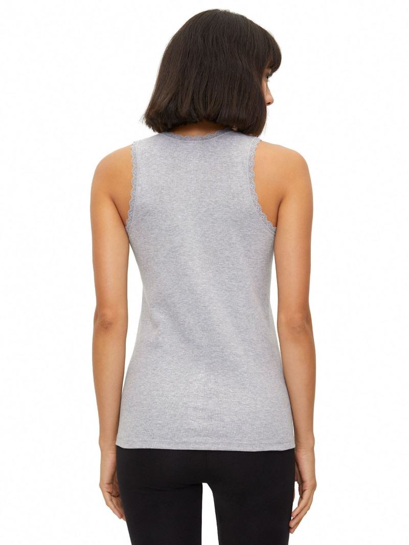 WOMEN %100 COTTON LACE-COLLAR WIDE STRAP VEST