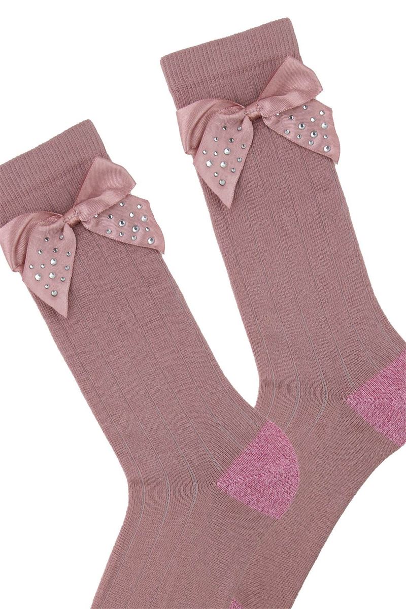 GIRLS' COLOR BOW KNEE-HIGH SOCKS