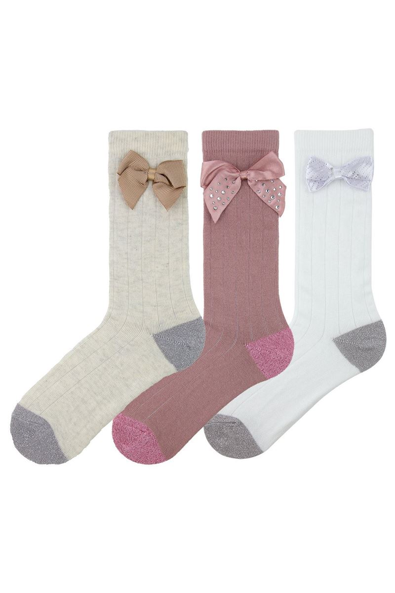 GIRLS' COLOR BOW KNEE-HIGH SOCKS
