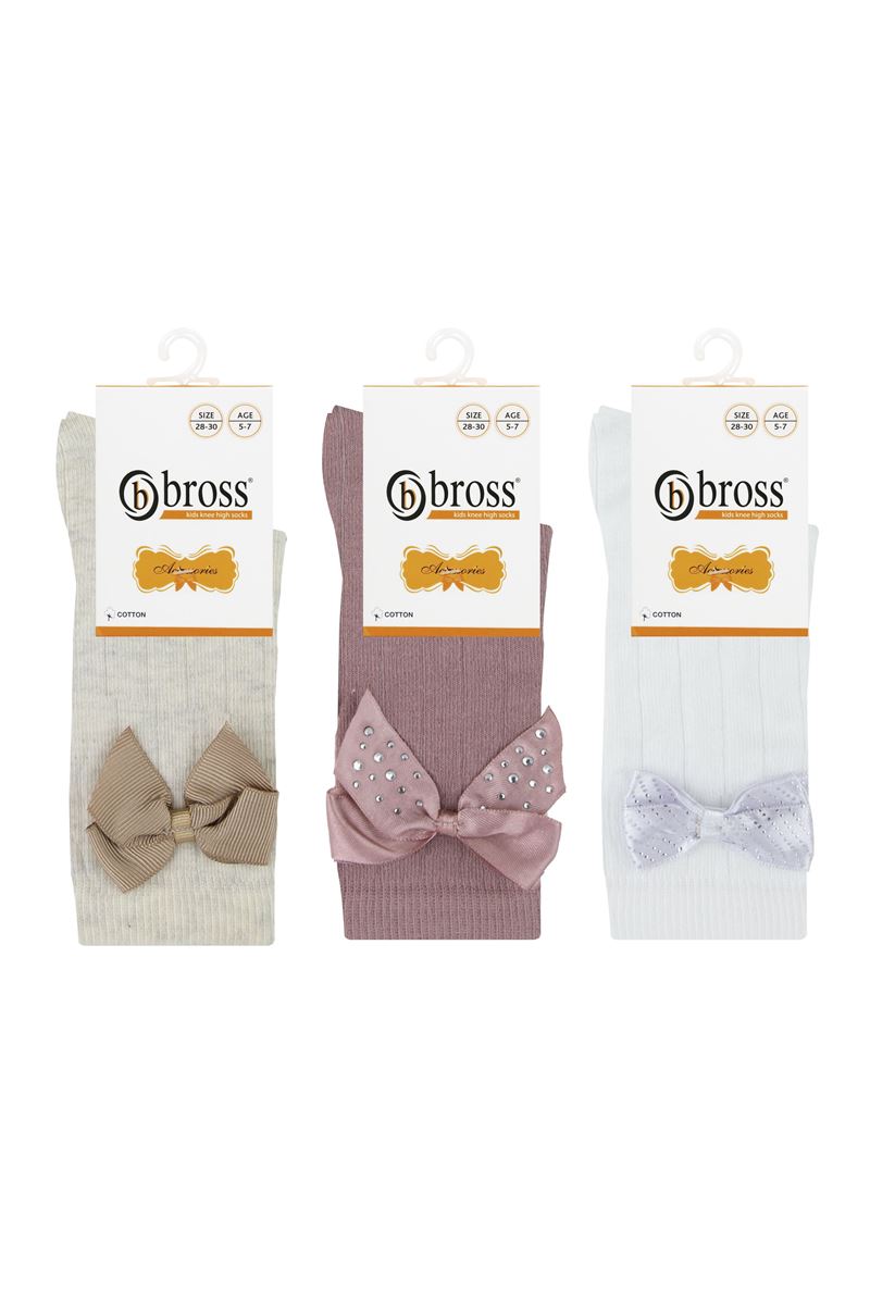 GIRLS' COLOR BOW KNEE-HIGH SOCKS