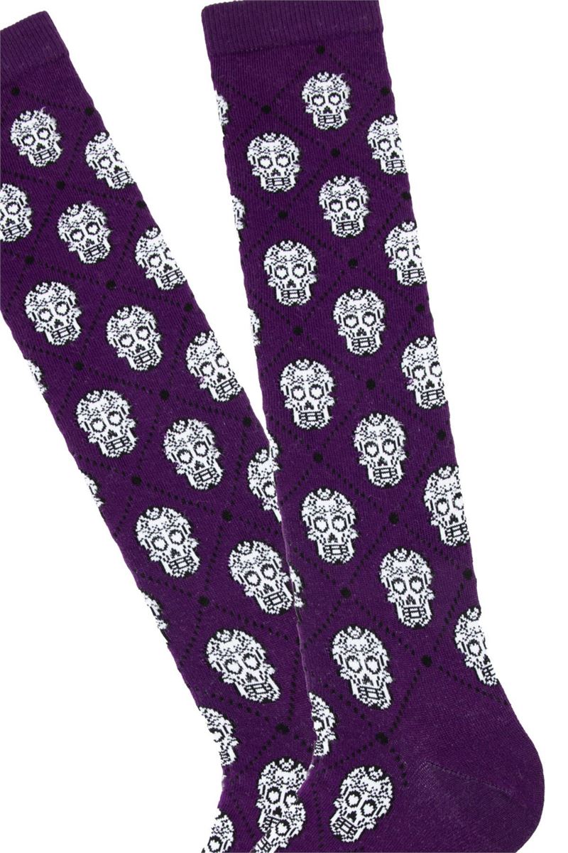 WOMEN HALLOWEEN SKULL KNEE HIGH SOCKS