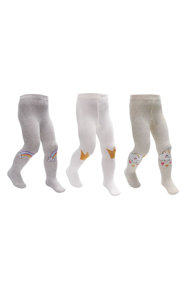 GÖKKUŞAĞI,BULUT,TAÇ DESENLİ KIZ BEBEK KÜLOTLU