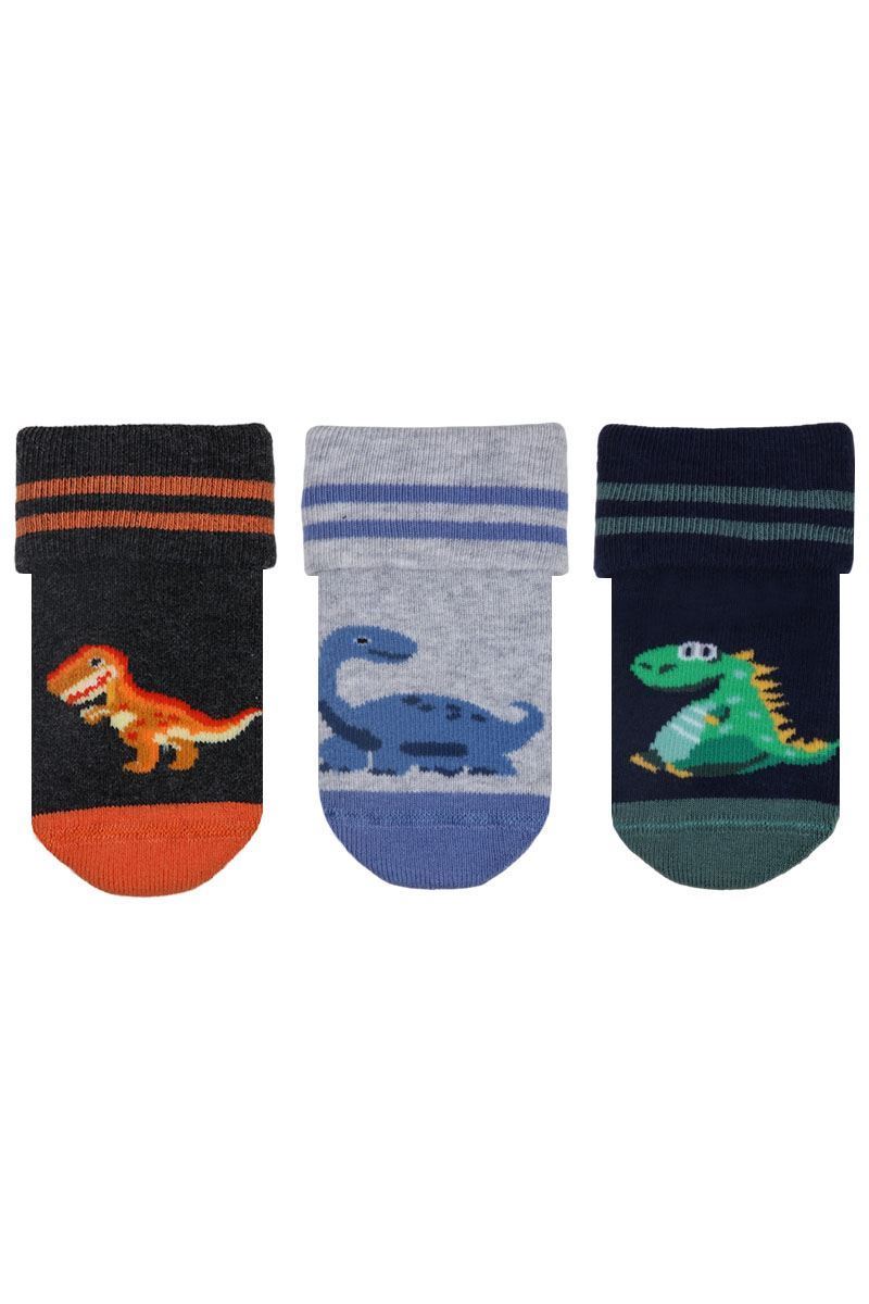 Baby Dinosaur Printed Terry Boys’ Crew Socks 12