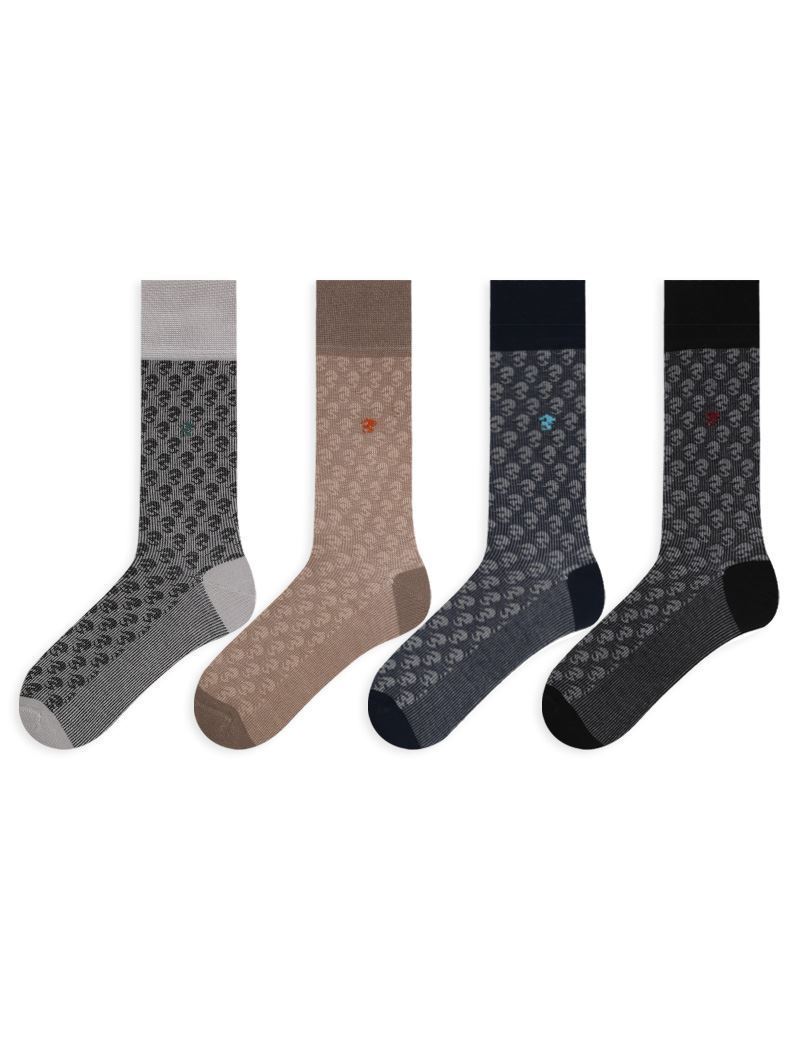 Seahorse Patterned Jacquard Men Socks 12